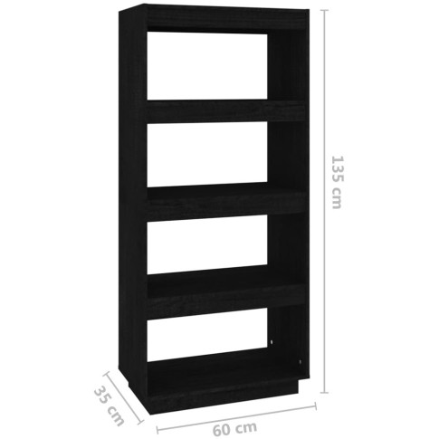 Czarna drewniana półka na książki Wajos 8X wymiary