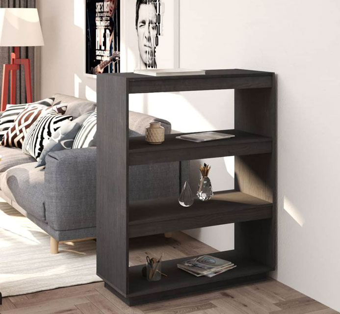 Skandynawskie wnętrze z wykorzystaniem szarego regału Wajos 11