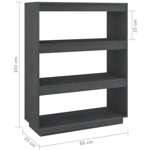 Wymiary sosnowego regału z 3 półkami Wajos 11X szary