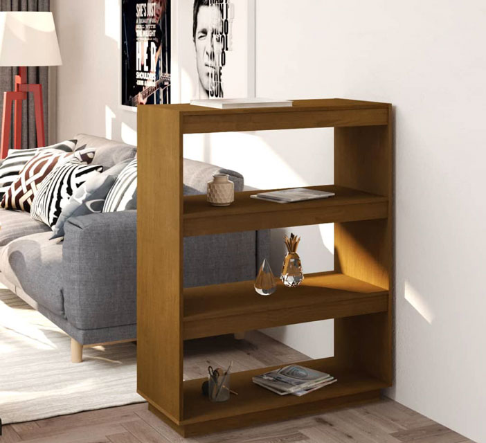 Regał skandynawski Lika 11X miodowy brąz w skandynawskim wnętrzu