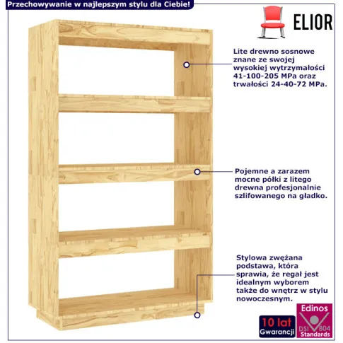 Infografika regał z 4 półkami naturalny Wajos 12X