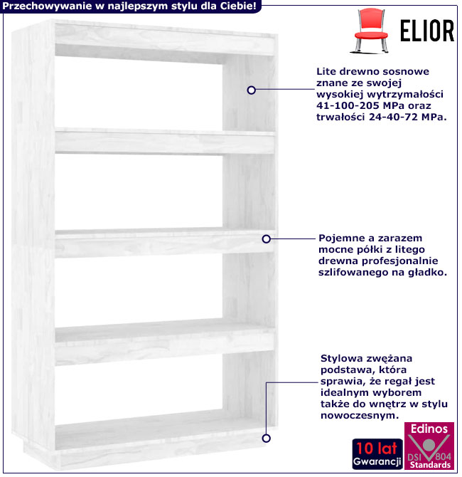 Infografika białego regału ażurowego Wajos 13X