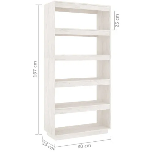 Wymiary wysokiego drewnianego białego regału do salonu Wajos 13X