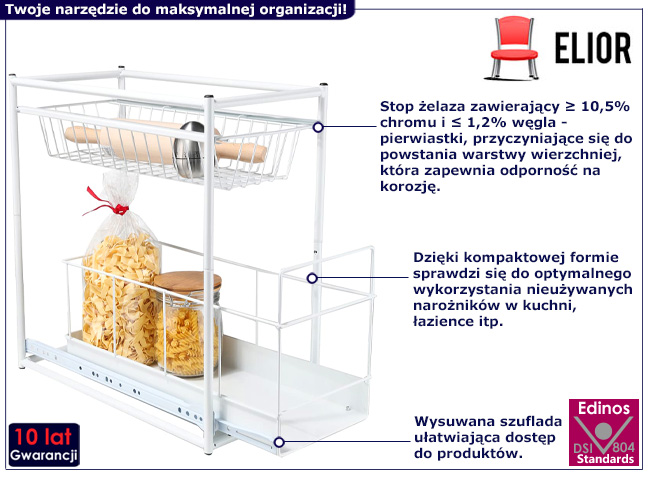 2-poziomowa półka z wysuwaną szufladą Uvito