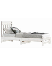 Białe drewniane łóżko rozsuwane 2x(90x200) cm - Mindy w sklepie Edinos.pl