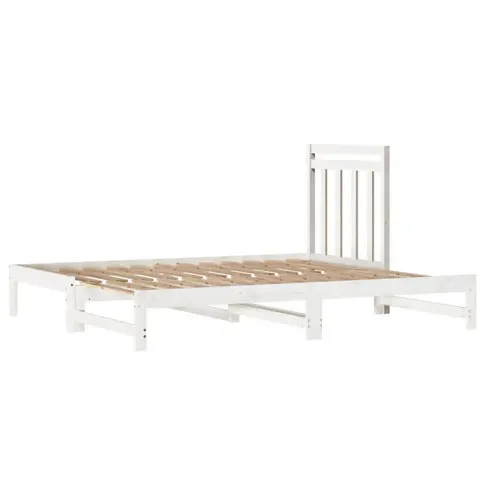 białe rozkładane sosnowe łóżko z zagłówkiem Mindy