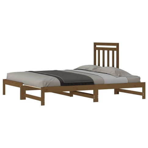 brązowe drewniane rozkładane łóżko Mindy
