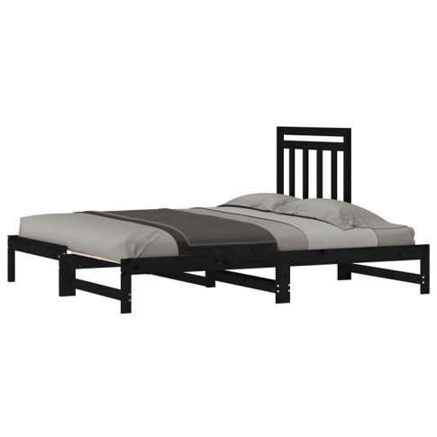 czarne drewniane rozkładane łóżko Mindy