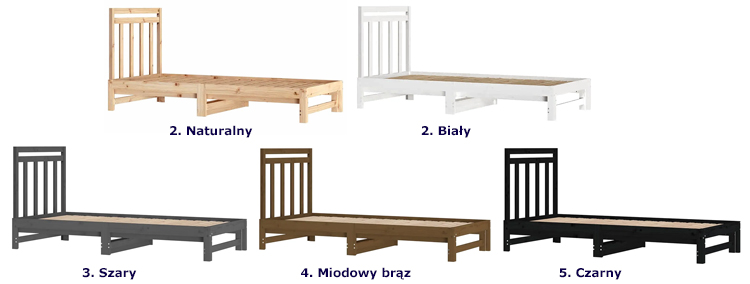kolory sosnowego łóżka Mivila