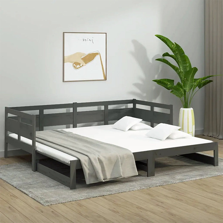 aranżacja z szarym drewniany łóżkiem Darma 3X