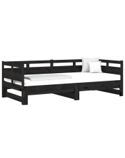 Czarne drewniane rozsuwane łóżko 2x(80x200) cm - Darma 3X w sklepie Edinos.pl