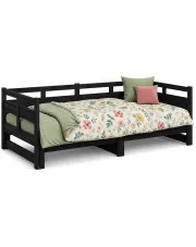 Czarne drewniane łóżko rozsuwane 2x(80x200) cm - Givefi 3X w sklepie Edinos.pl