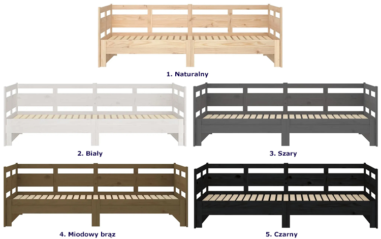 kolory sosnowego łóżka Darma