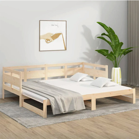 aranżacja z wielofunkcyjnym naturalnym drewnianym łóżkiem Darma