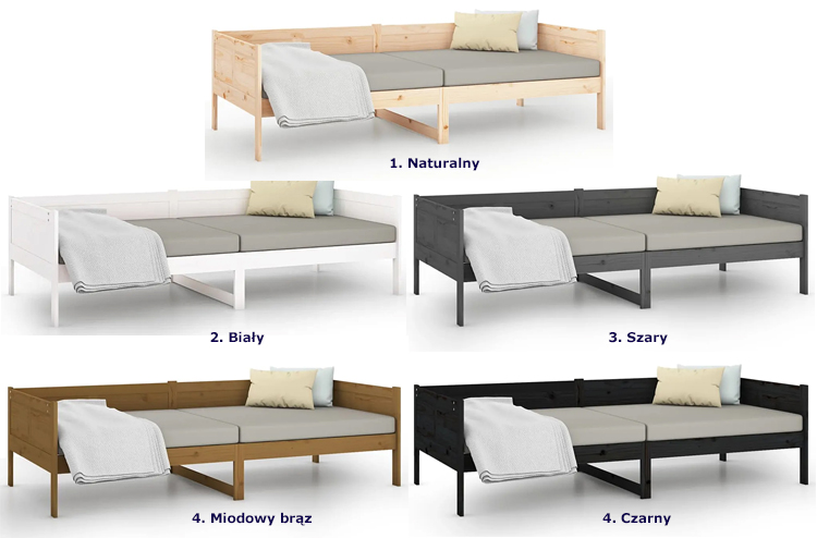 kolory drewnianej leżanki Debor