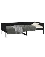 Czarne łóżko dzienne z litego drewna 90x200 - Barry w sklepie Edinos.pl