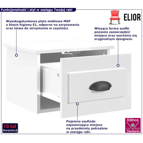 Nowoczesna biała szafka nocna Ezela