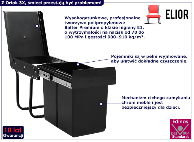 Kosz na śmieci cargo Santino 3X