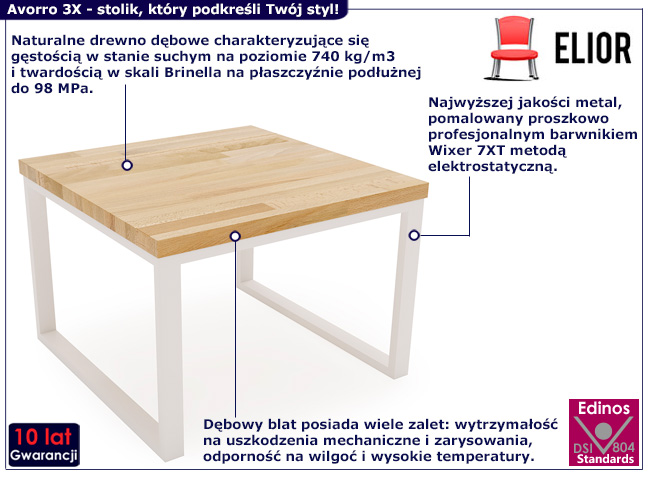 Loftowy stolik kawowy Delto 3X biały stelaż