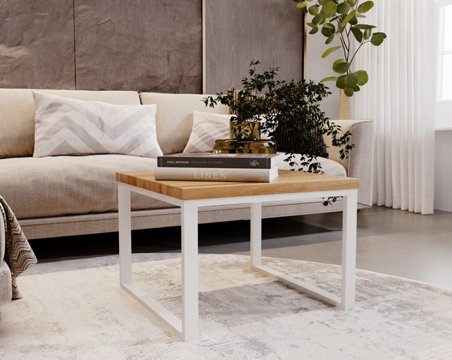 Wizualizacja stolika z białym stelażem Delto 3X