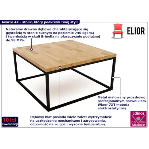 Stolik z czarnym metalowym stelażem 1Avorro 4X