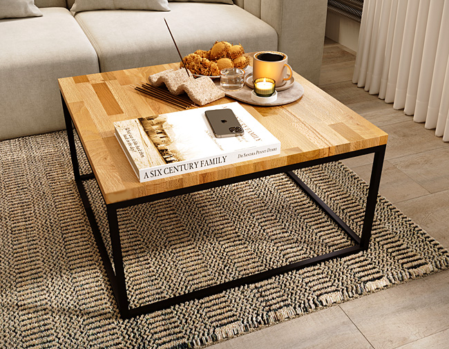 Wizualizacja stolika z czarnym stelażem Delto 4X