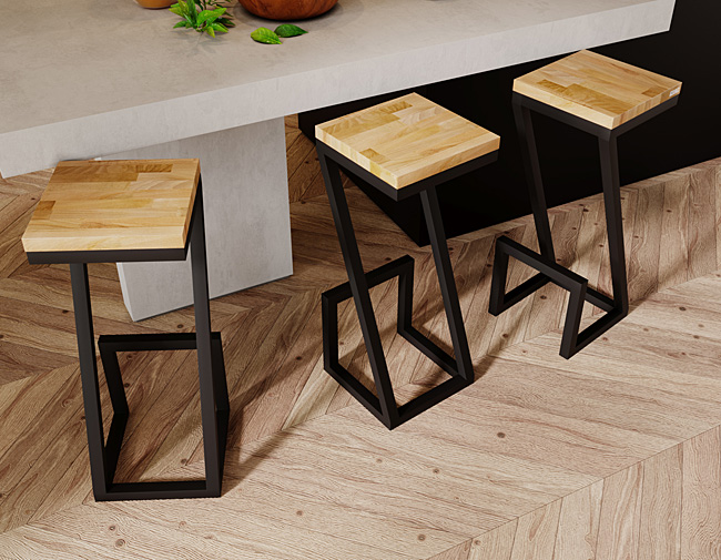 Wizualizacja hokerów w stylu loft Salto 6X
