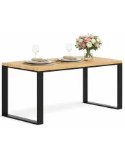 Industrialny stół z drewnianym blatem 120x70 - Venuso w sklepie Edinos.pl