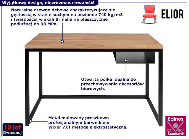 Dębowe biurko z metalowym stelażem Avorro 9X