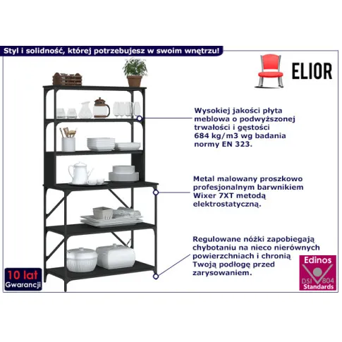 Otwarty regał z regulowanymi nóżkami Hugero czarny