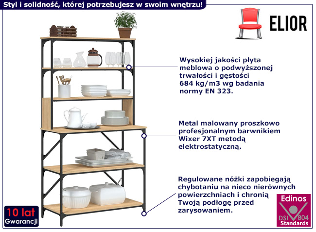 Industrialny regał Hugero dąb sonoma