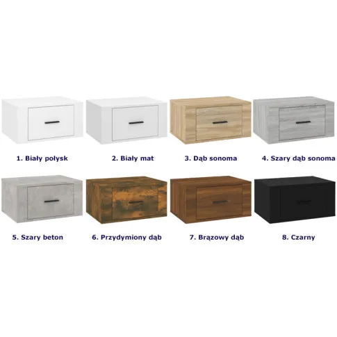 Dostępna kolorystyka szafek Efos