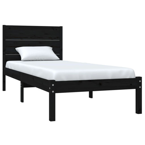 Czarne drewniane łóżko 90x200 Gunar 3X