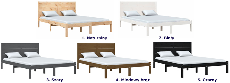 kolory drewnianego łóżka Gunar 4X