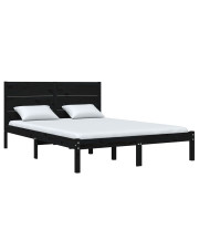 Czarne łóżko drewniane z zagłówkiem 120x200 - Gunar 4X w sklepie Edinos.pl