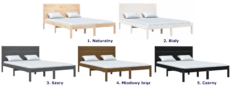 kolory drewnianego łóżka 140x200 Gunar 5X