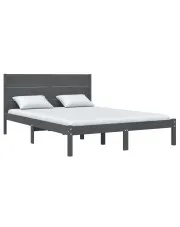 Szare dwuosobowe łóżko drewniane 140x200 - Gunar 5X w sklepie Edinos.pl