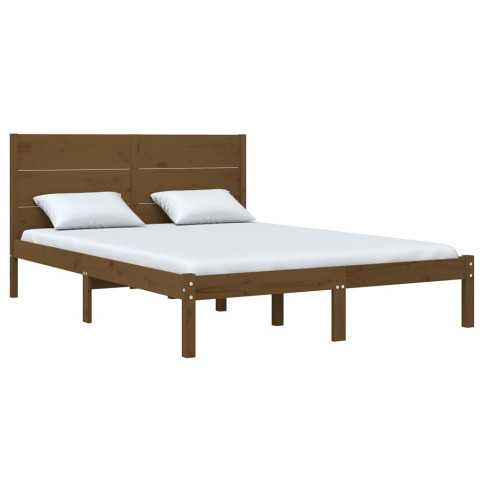 Brązowe drewniane łóżko 140x200 Gunar 5X