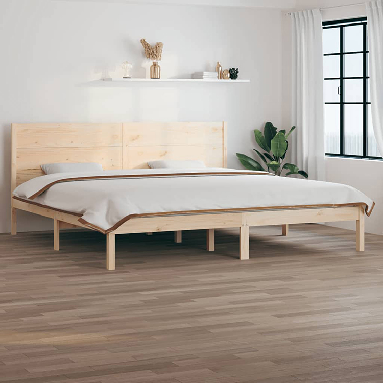 aranżacja z drewnianym małżeńskim łóżkiem Gunar 6X