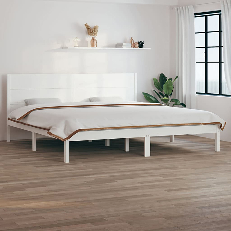 aranżacja z białym drewnianym łóżkiem 200x200 Gunar 6X
