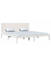 Białe dwuosobowe łóżko drewniane 200x200 - Gunar 6X w sklepie Edinos.pl