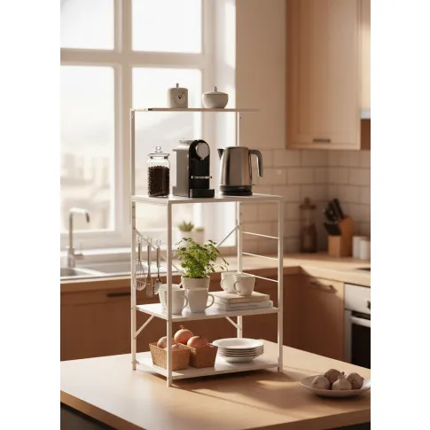 Biały regał kuchenny z metalowym stelażem   Artes