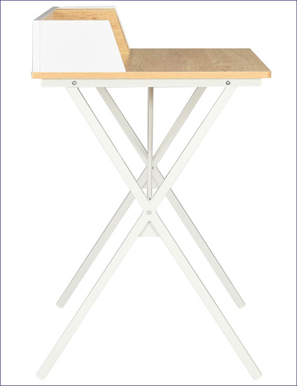 Minimalistyczne biurko Cornii kolor biały+brązowy
