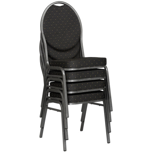 Czarne tapicerowane krzesło do sali bankietowej sztaplowane Pogos 3X