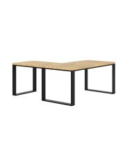 Drewniane loftowe biurko dwuosobowe narożne 170 x 70 + 70 x 90 - Awol
