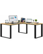 Drewniane loftowe biurko narożne 170x70 + 70x90 - Natna w sklepie Edinos.pl