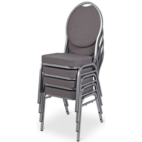 Szare krzesło bankietowe tapicerowane sztaplowane Pogos 4x