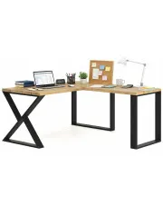 Industrialne narożne biurko komputerowe dębowe 160x70 + 70x90 - Uvox w sklepie Edinos.pl