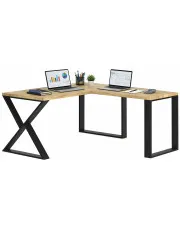 Drewniane narożne biurko loft 170x70 + 70x90 - Uvox w sklepie Edinos.pl