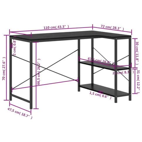 Wymiary czarnego biurka Sinsiew